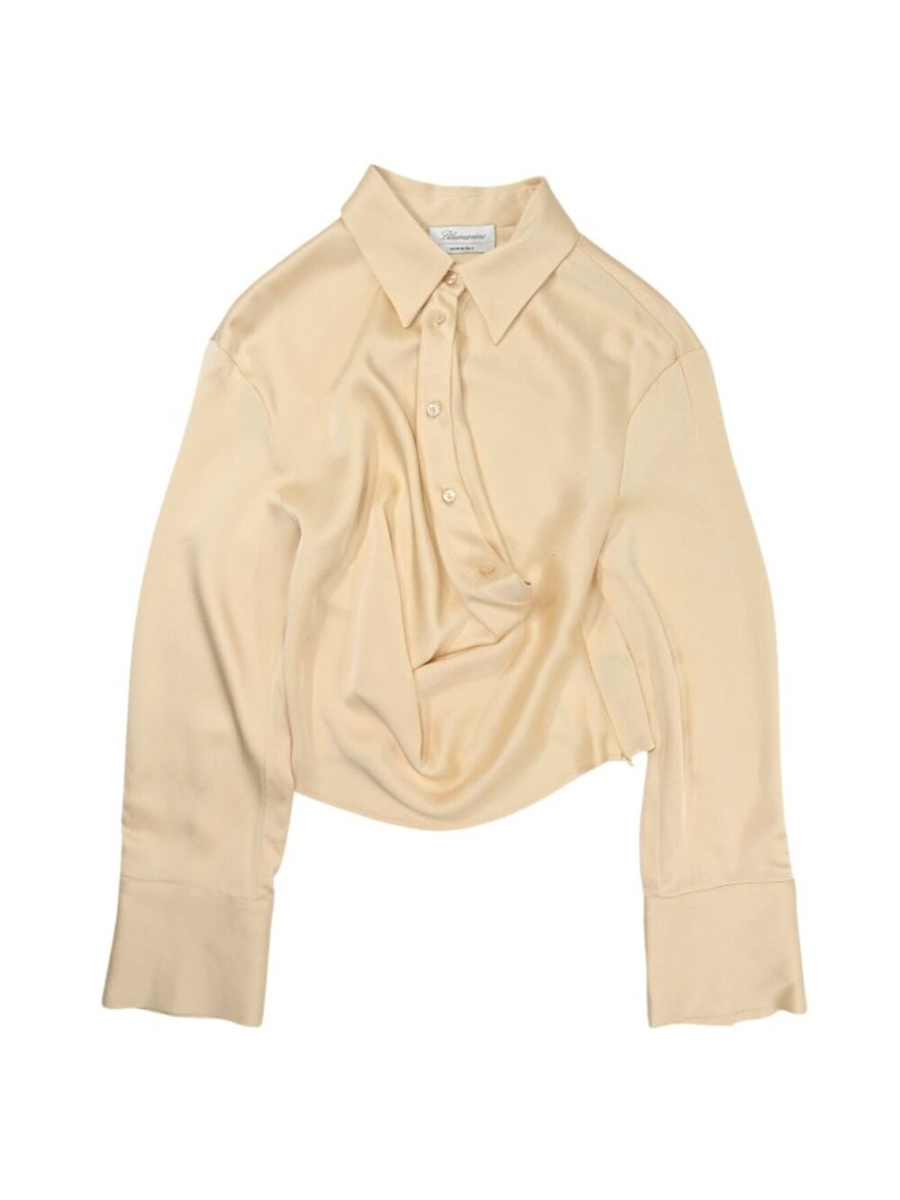 Blumarine Satin Long Sleeve Top in Beige